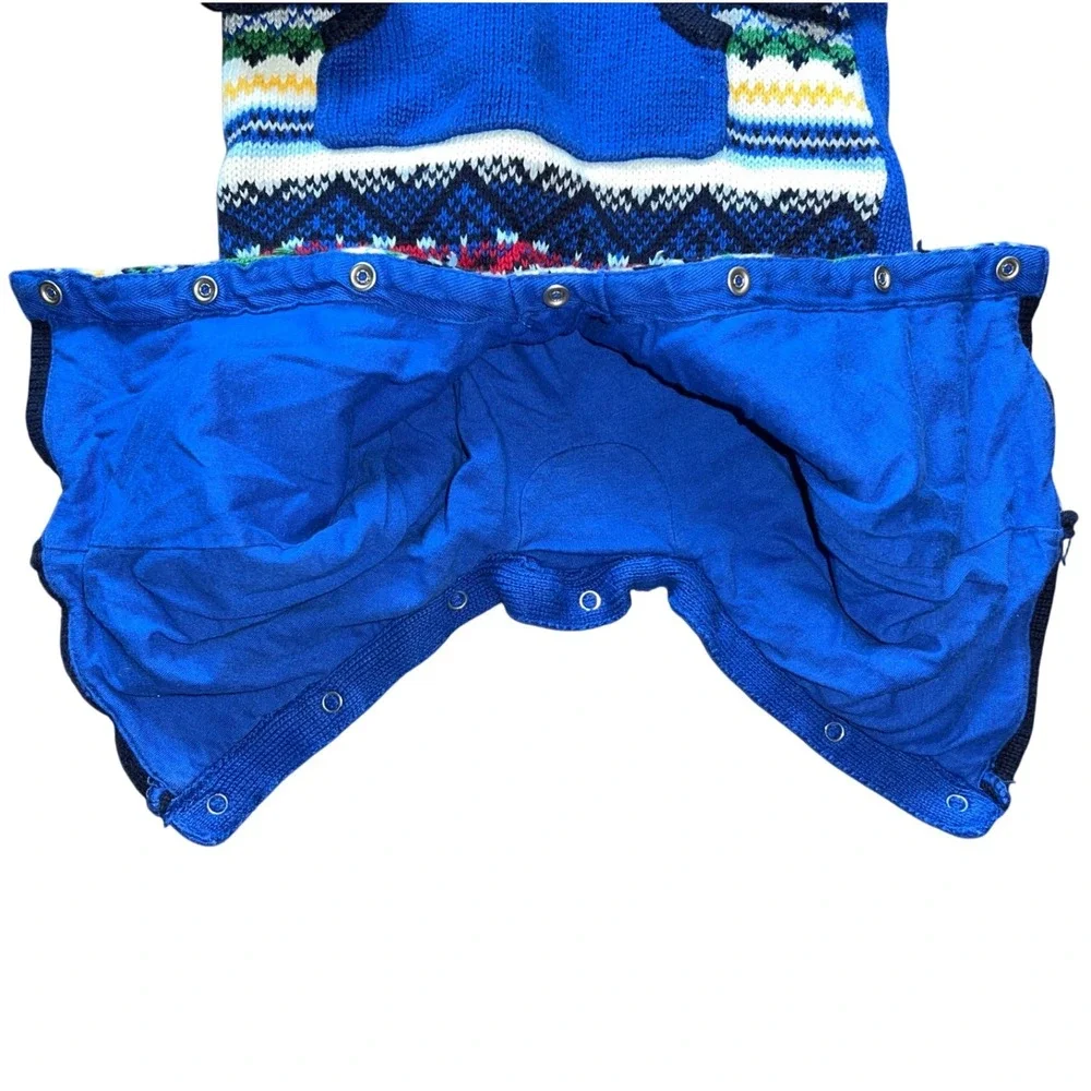 Baby Gap Blue Fair Isle Hooded‎ Sweater Romper Jumpsuit 6-12 Months
